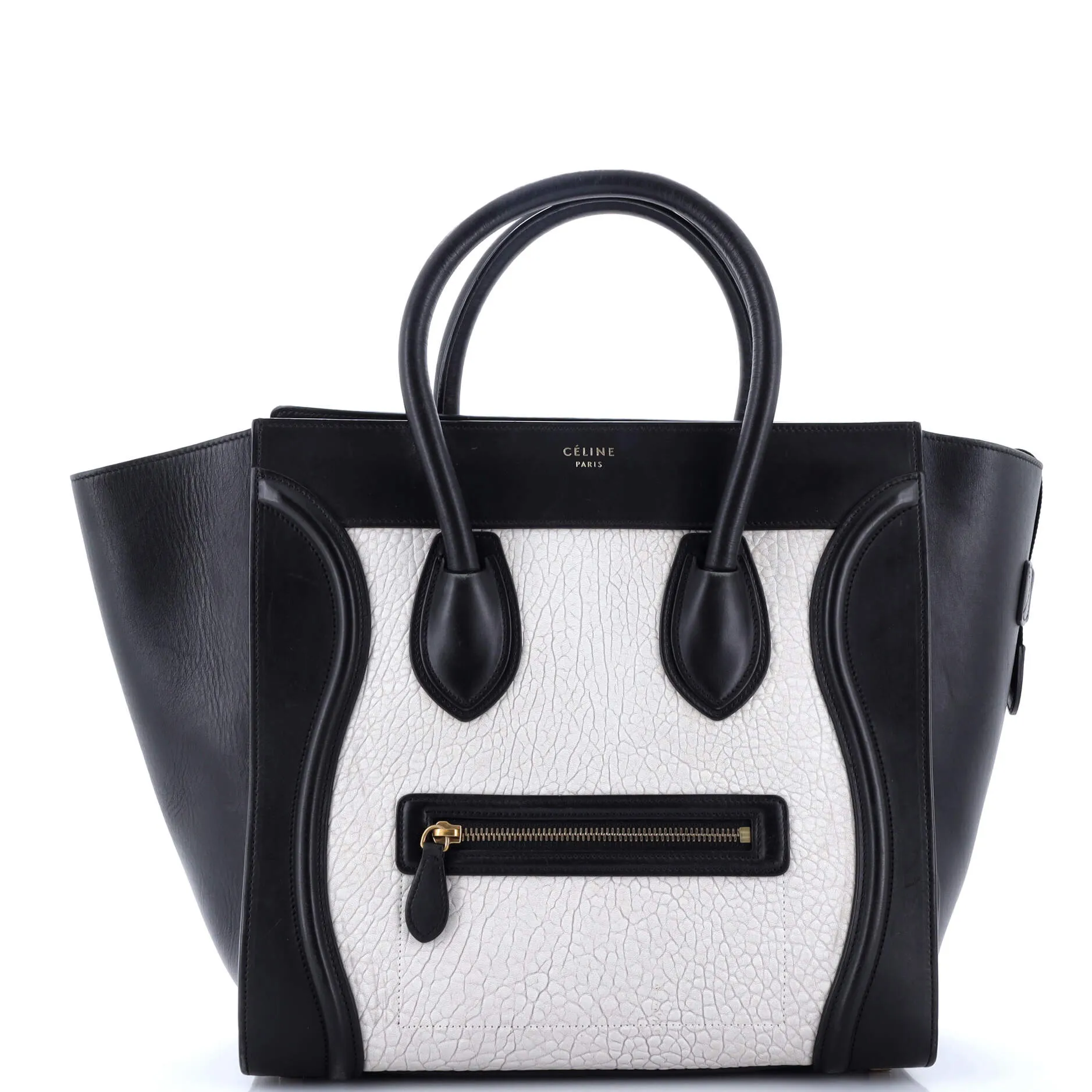 Pre-Loved Celine Bicolor Luggage Bag Crocodile Embossed Leather Mini sold by Zulily