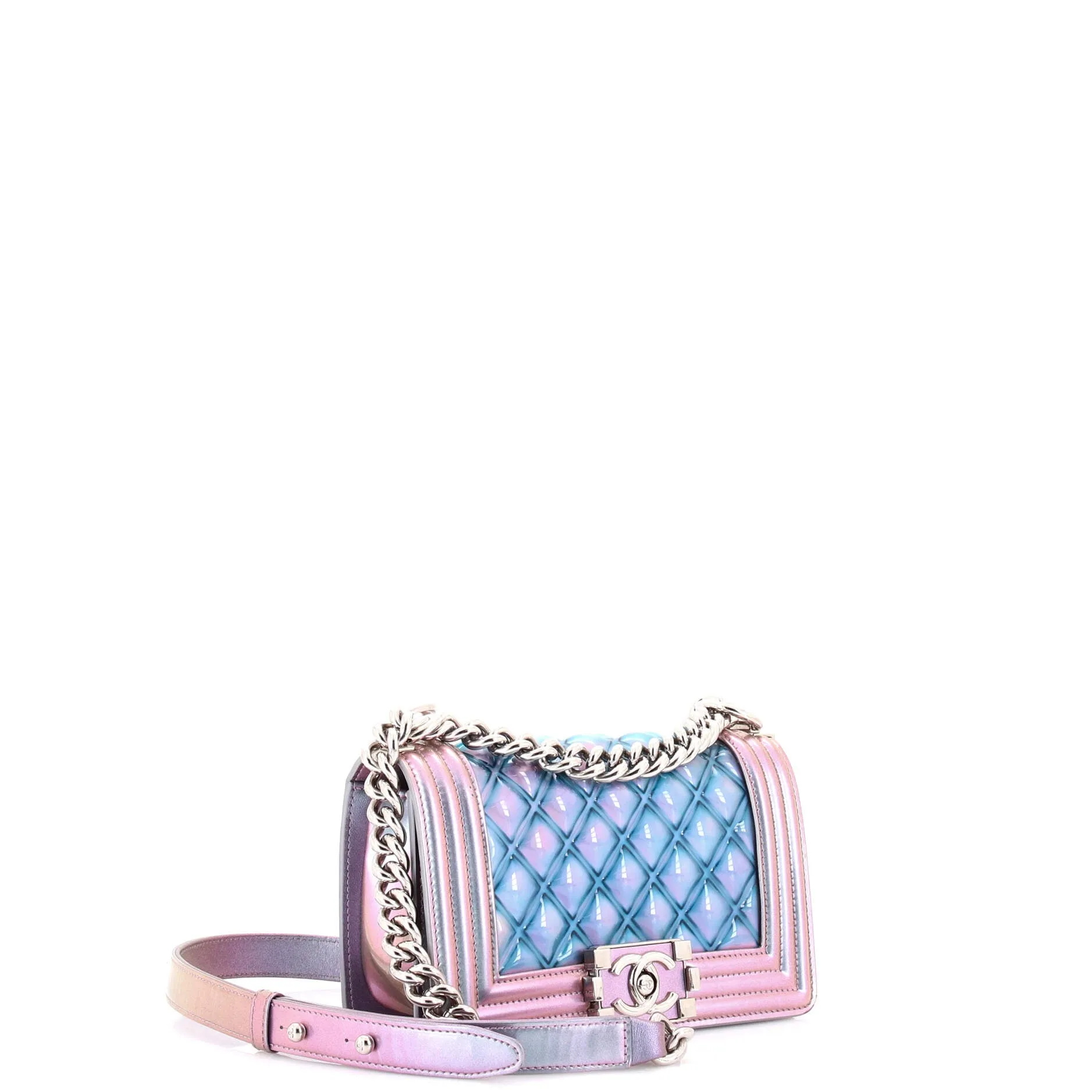 Pre-Loved Chanel Boy Flap Bag Quilted Holographic PVC Small sold by Zulily product image thumbnail 3