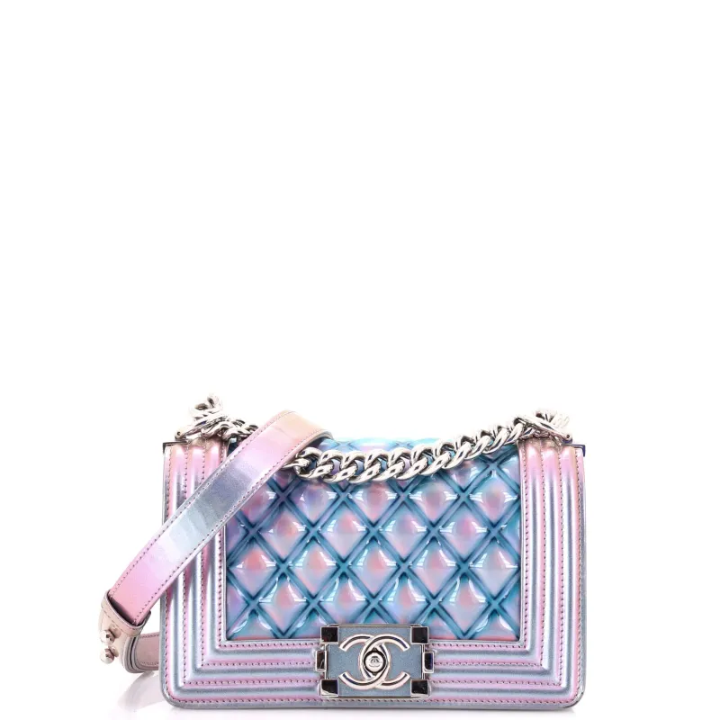 Pre-Loved Chanel Boy Flap Bag Quilted Holographic PVC Small made by Chanel