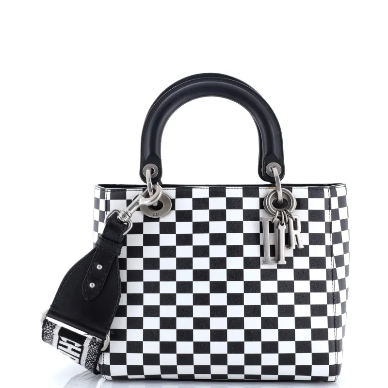 Pre-Loved Christian Dior Lady Dior Bag Check Print Leather Medium sold by Zulily