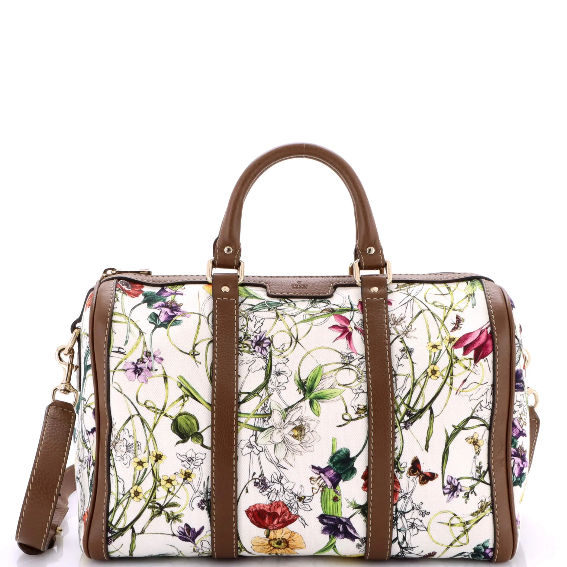Pre-Loved Gucci Convertible Joy Boston Bag Flora Canvas Medium sold by Zulily
