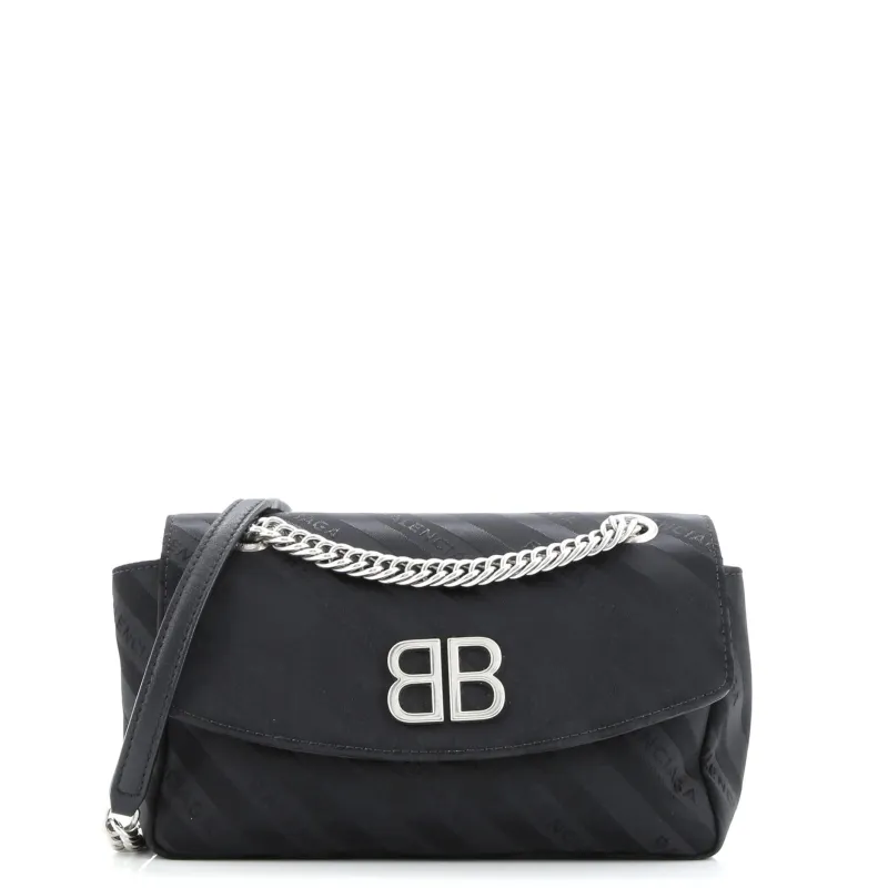 Pre-Loved Balenciaga BB Chain Round Shoulder Bag Jacquard Small sold by Zulily