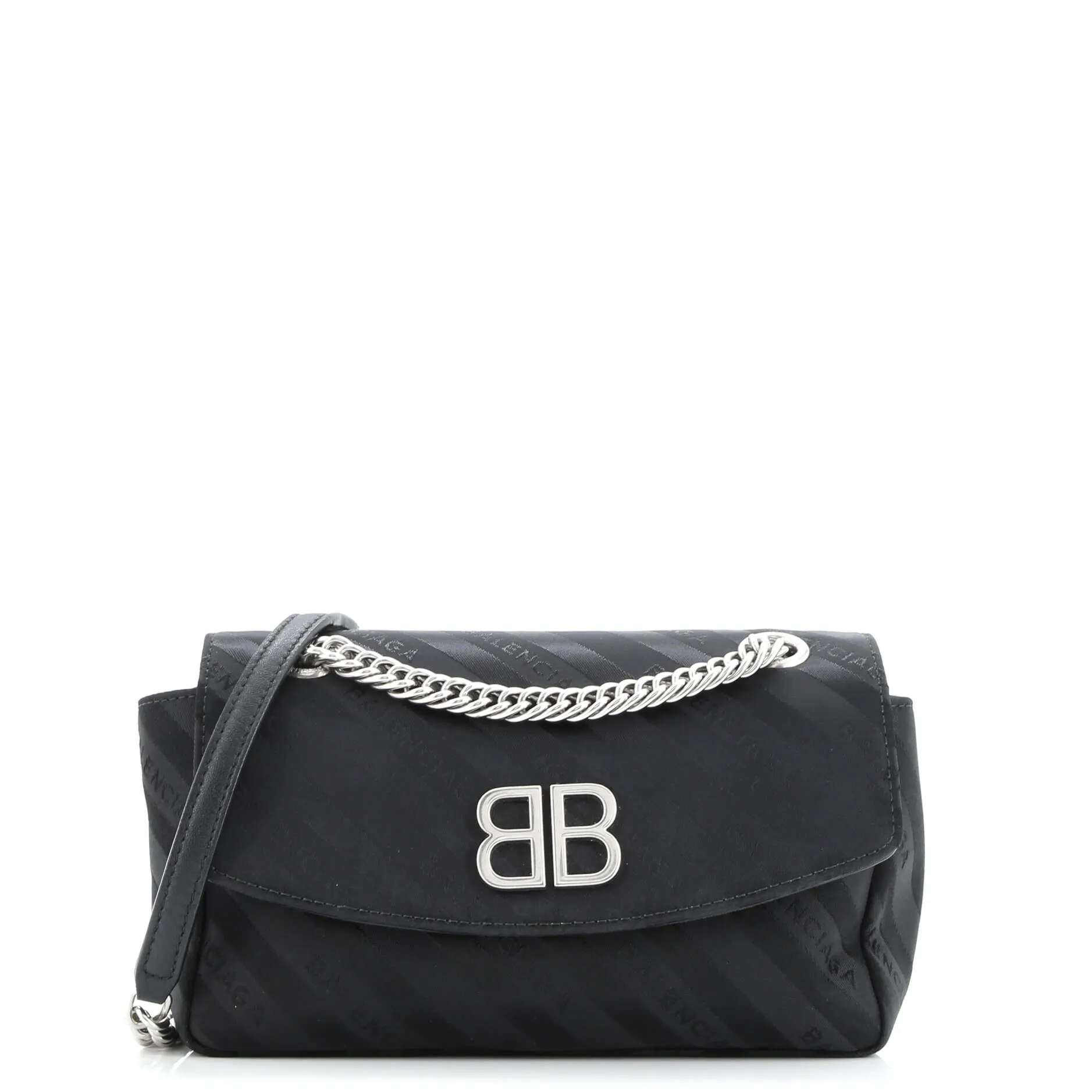 Pre-Loved Balenciaga BB Chain Round Shoulder Bag Jacquard Small sold by Zulily