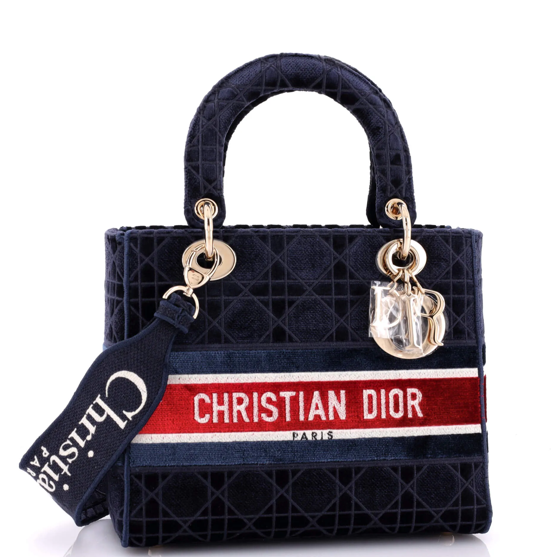 Pre-Loved Christian Dior Lady D-Lite Bag Cannage Embroidered Velvet Medium sold by Zulily product image thumbnail 2