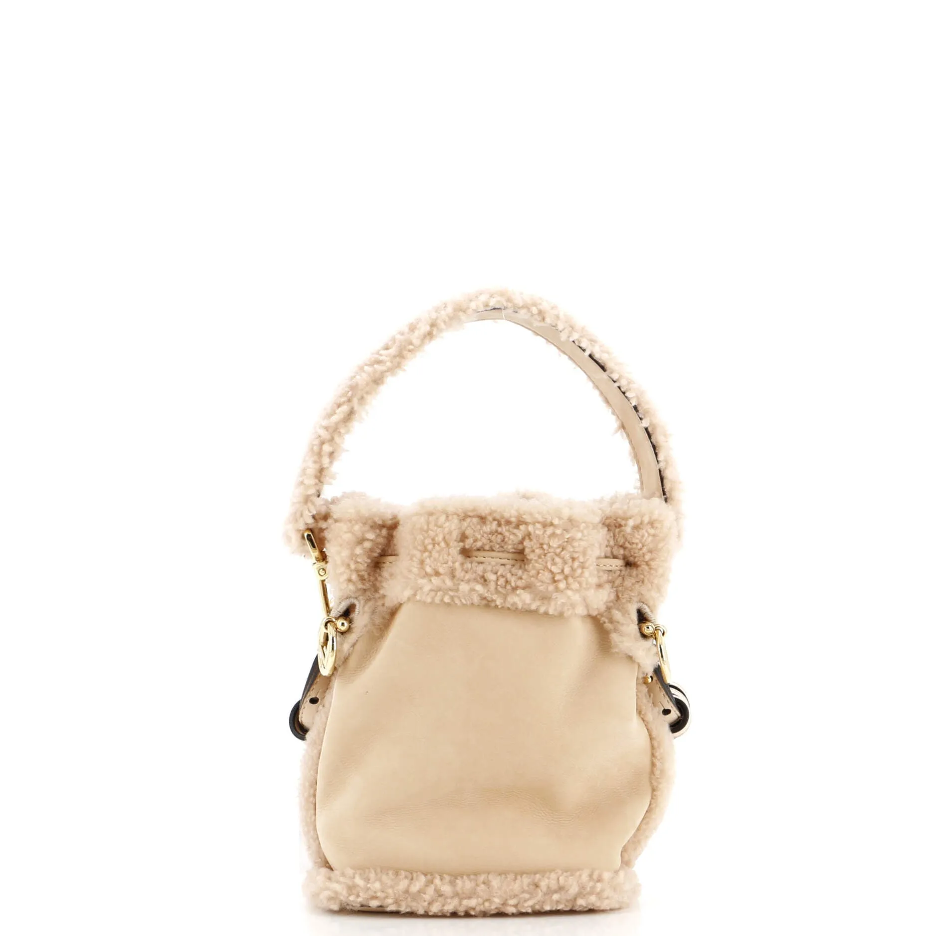 Pre-Loved Fendi Logo Mon Tresor Bucket Bag Shearling with Nubuck Mini sold by Zulily product image thumbnail 3