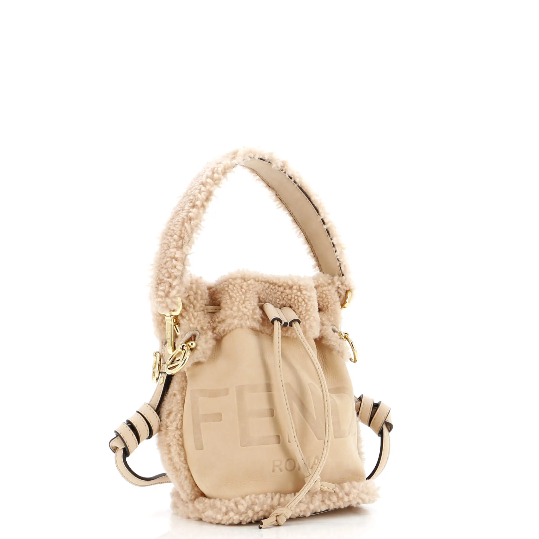 Pre-Loved Fendi Logo Mon Tresor Bucket Bag Shearling with Nubuck Mini sold by Zulily product image thumbnail 2