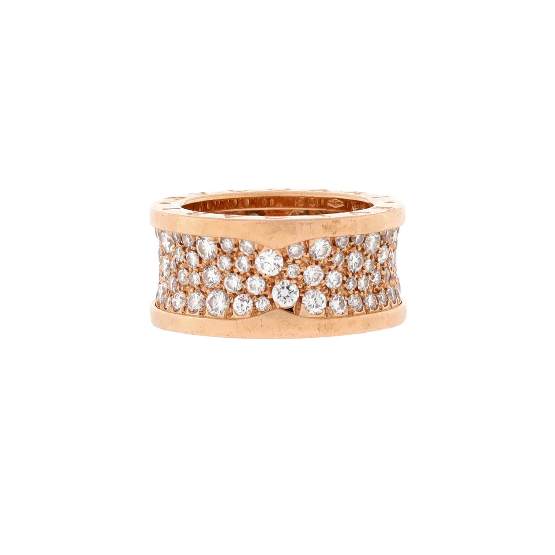 Pre-Loved Bvlgari B.Zero1 Ring 18K Rose Gold with Pave Diamonds sold by Zulily