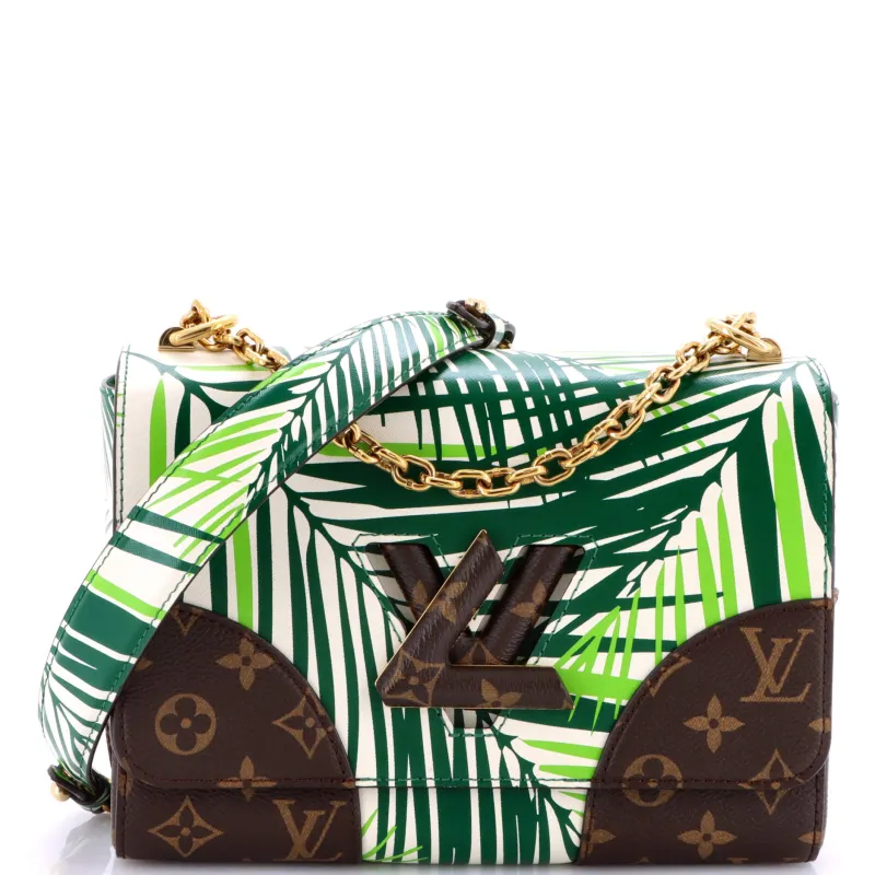 Pre-Loved Louis Vuitton Twist Handbag Limited Edition Palm Print Leather with Monogram Canvas MM sold by Zulily