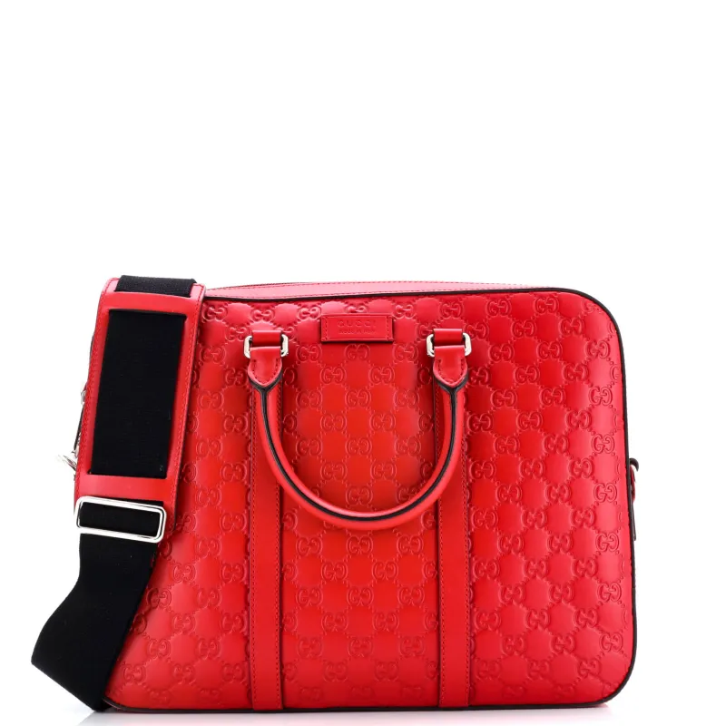 Pre-Loved Gucci Signature Convertible Briefcase Guccissima Leather Medium sold by Zulily