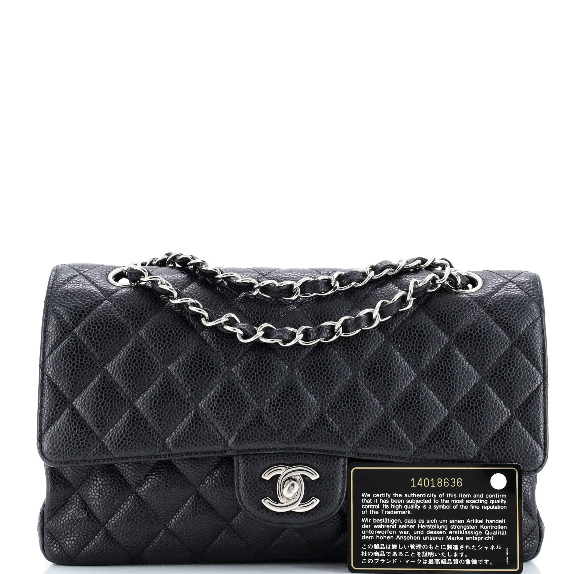 Pre-Loved Chanel Classic Double Flap Bag Quilted Caviar Medium sold by Zulily product image thumbnail 2
