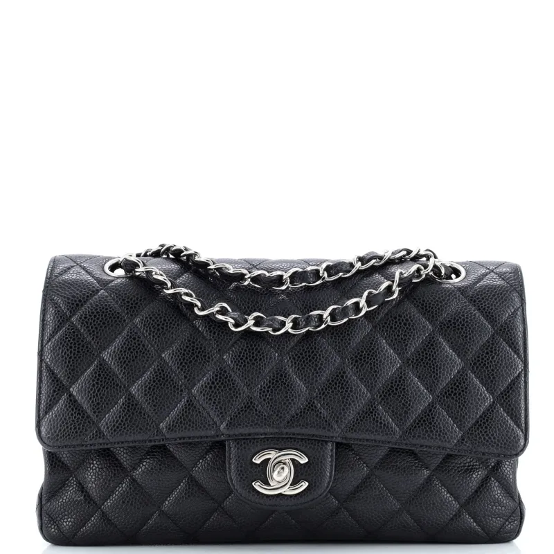 Pre-Loved Chanel Classic Double Flap Bag Quilted Caviar Medium sold by Zulily