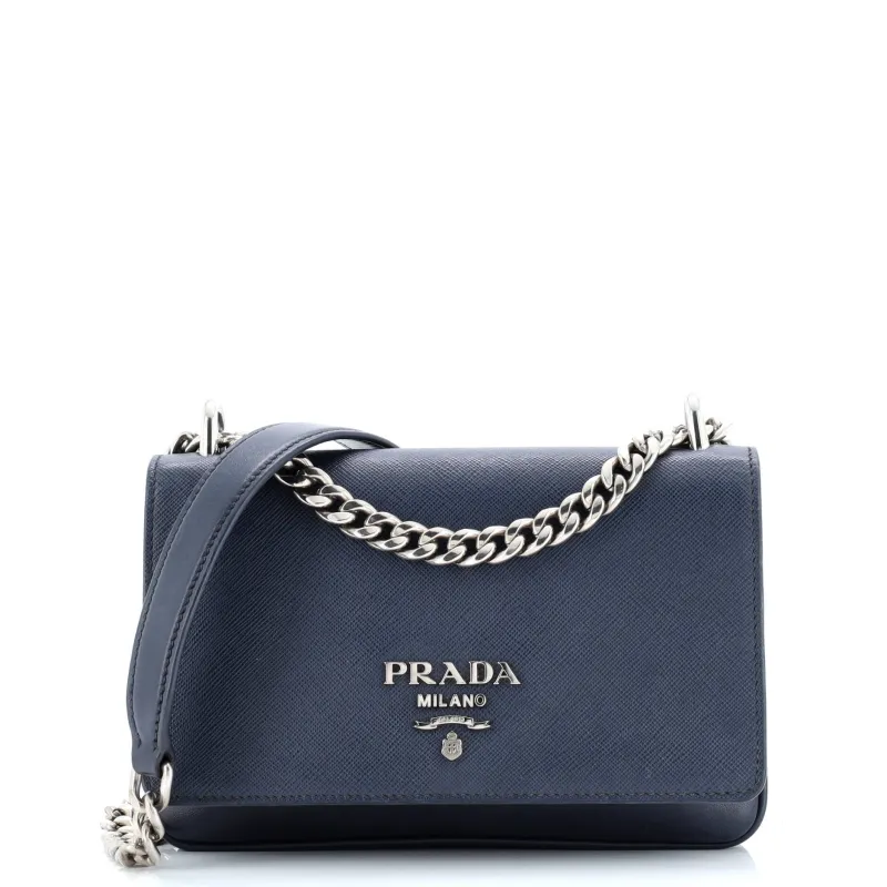 Pre-Loved Prada Chain Flap Crossbody Bag Saffiano and Soft Calf Small sold by Zulily