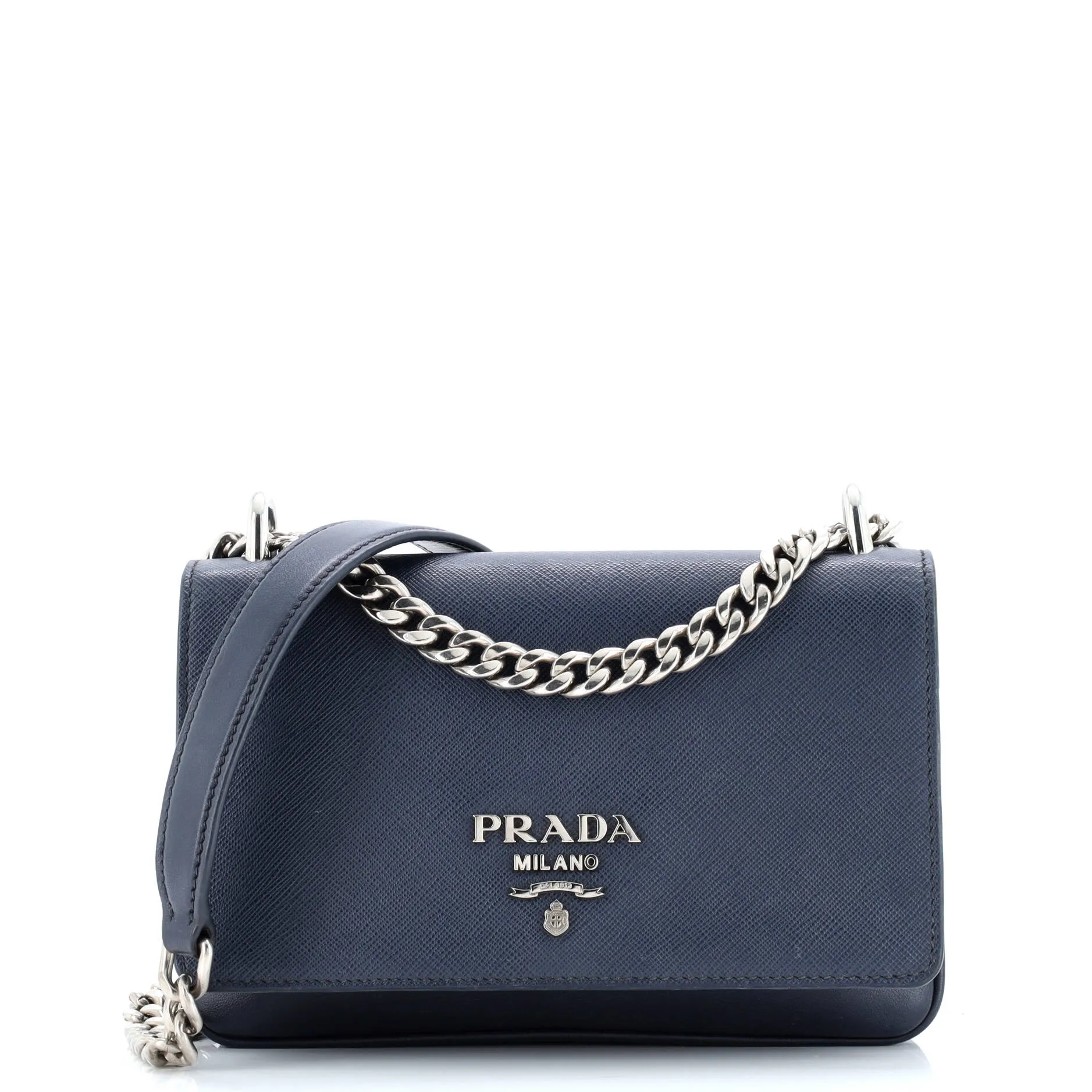 Pre-Loved Prada Chain Flap Crossbody Bag Saffiano and Soft Calf Small sold by Zulily