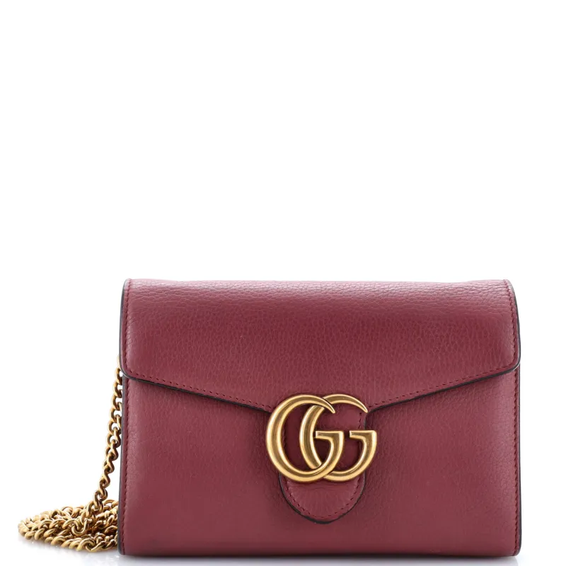 Pre-Loved Gucci GG Marmont Chain Wallet Leather Mini sold by Zulily