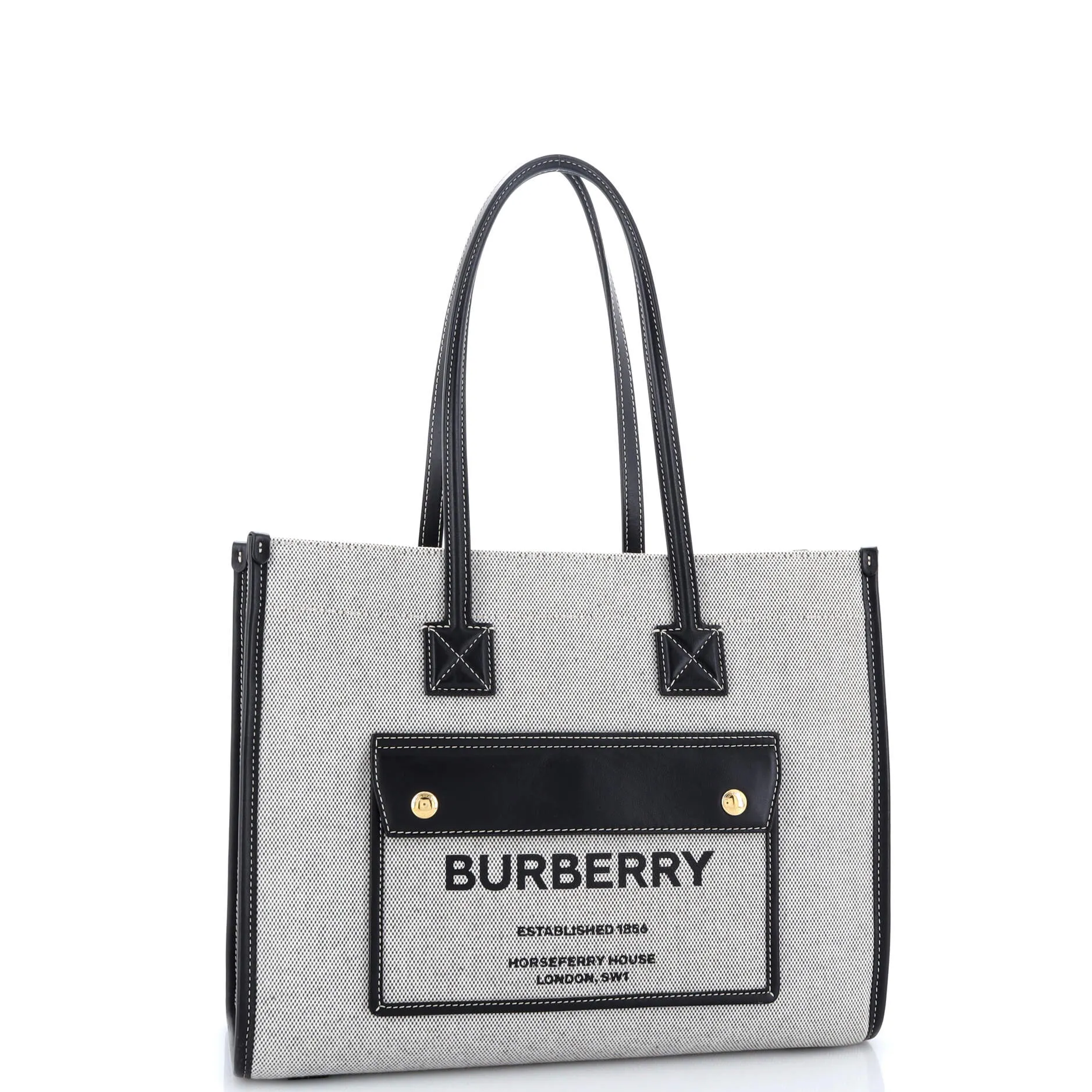 Pre-Loved Burberry Freya Shopping Tote Canvas with Leather Small sold by Zulily product image thumbnail 2