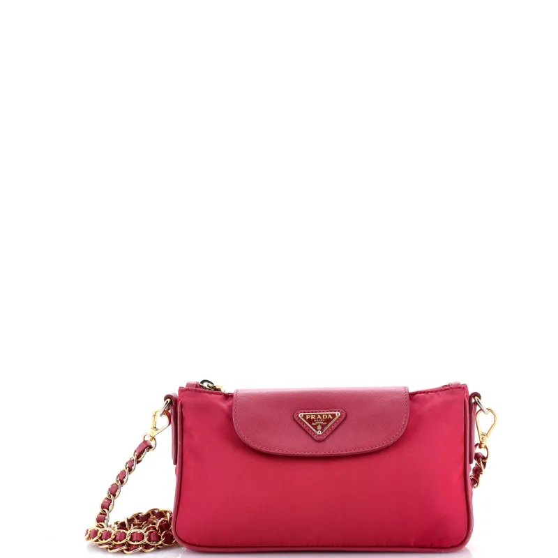 Pre-Loved Prada Chain Crossbody Bag Tessuto and Saffiano Leather Small sold by Zulily