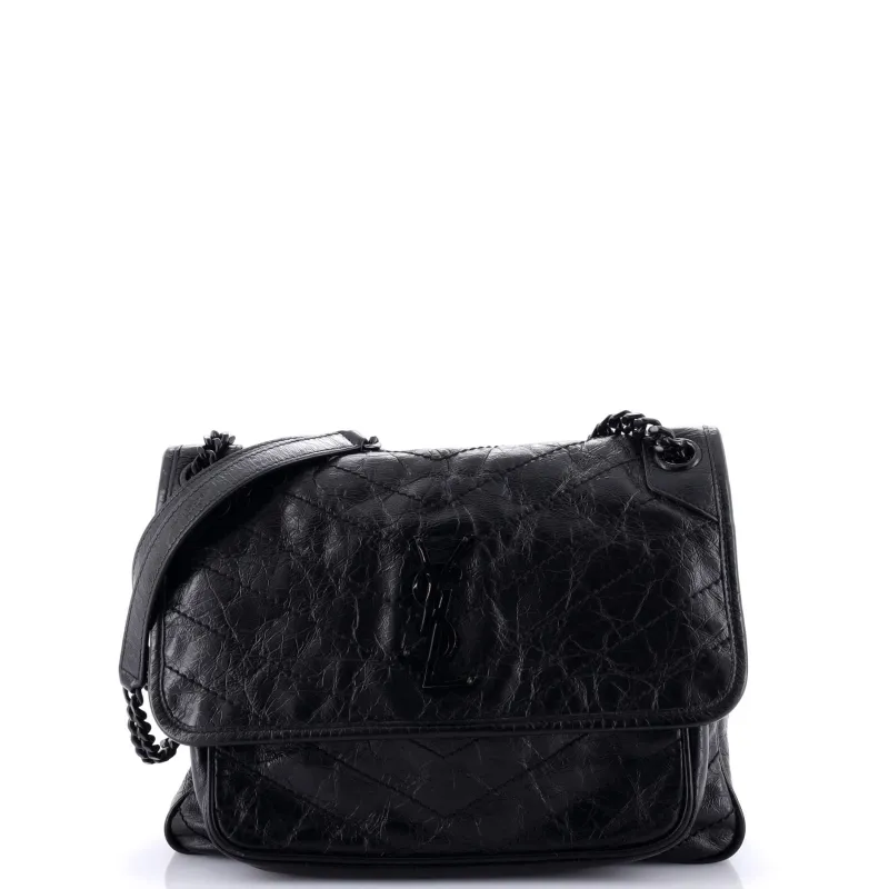 Pre-Loved Saint Laurent Niki Chain Flap Bag Matelasse Chevron Leather Medium sold by Zulily