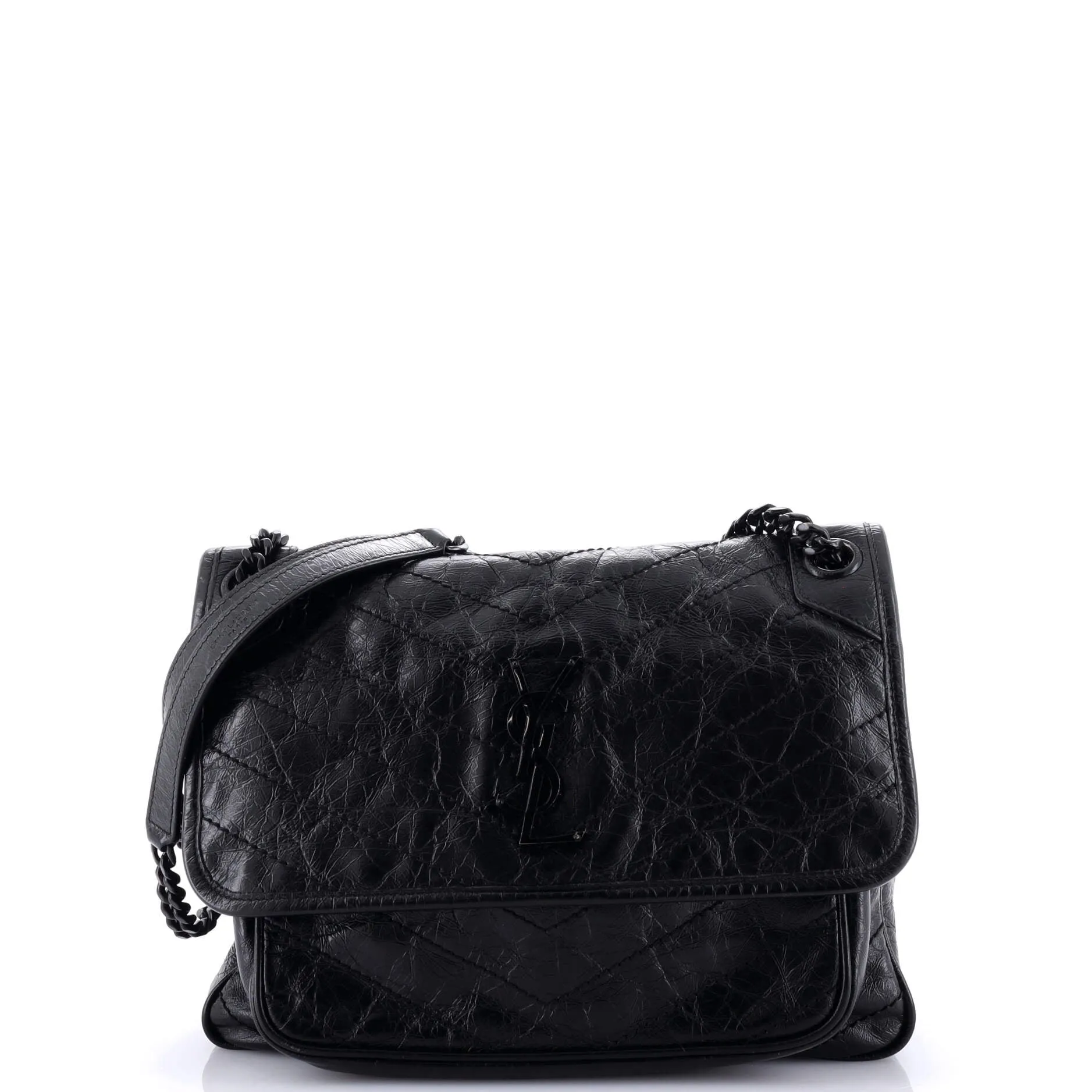 Pre-Loved Saint Laurent Niki Chain Flap Bag Matelasse Chevron Leather Medium sold by Zulily