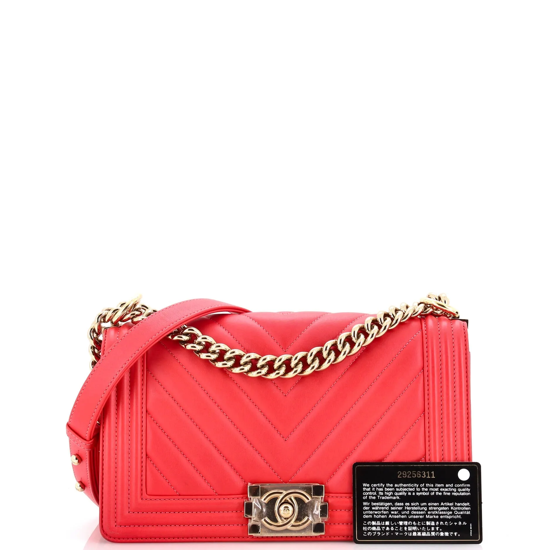 Pre-Loved Chanel Boy Flap Bag Chevron Lambskin Old Medium sold by Zulily product image thumbnail 2