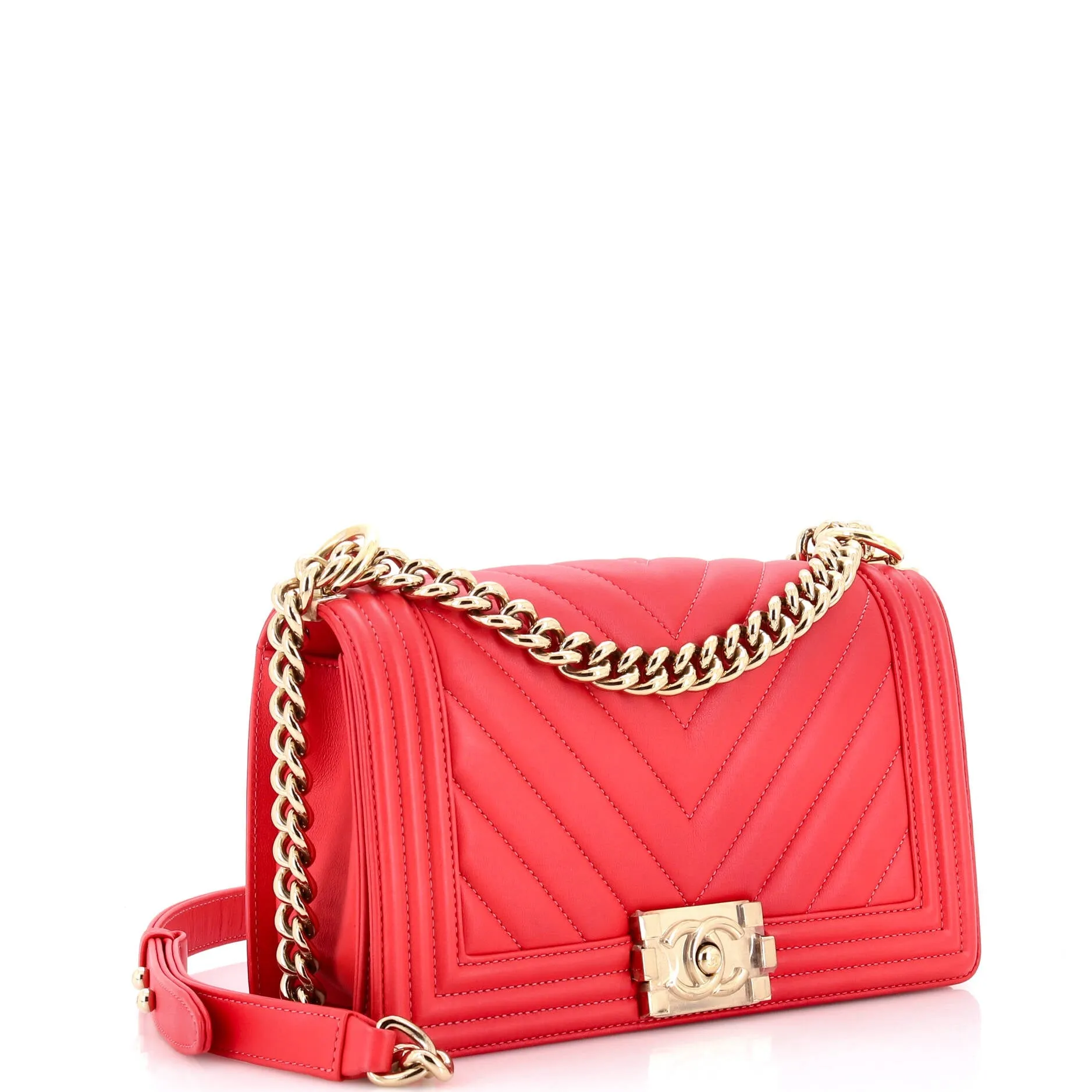 Pre-Loved Chanel Boy Flap Bag Chevron Lambskin Old Medium sold by Zulily product image thumbnail 3