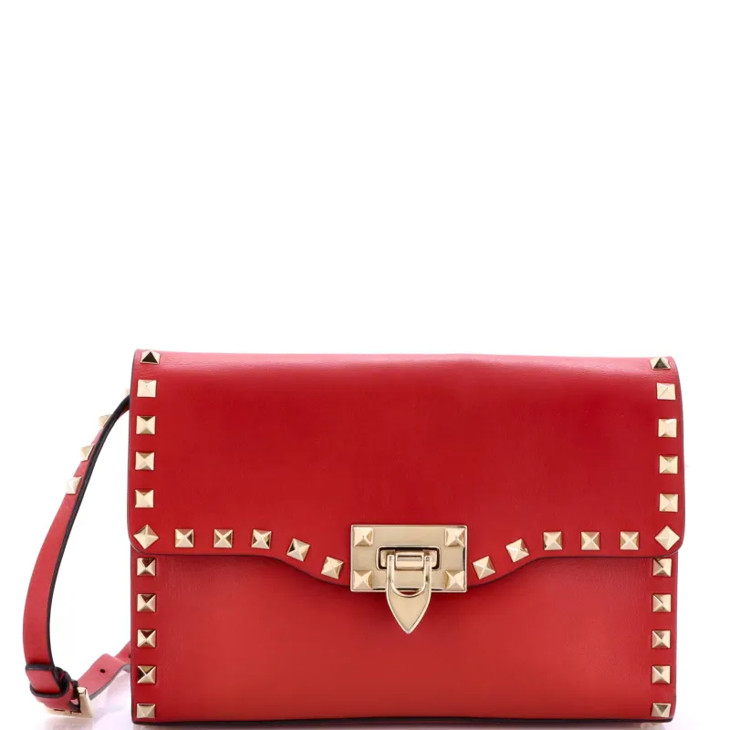 Pre-Loved Valentino Rockstud Flip Lock Flap Bag Leather Medium sold by Zulily