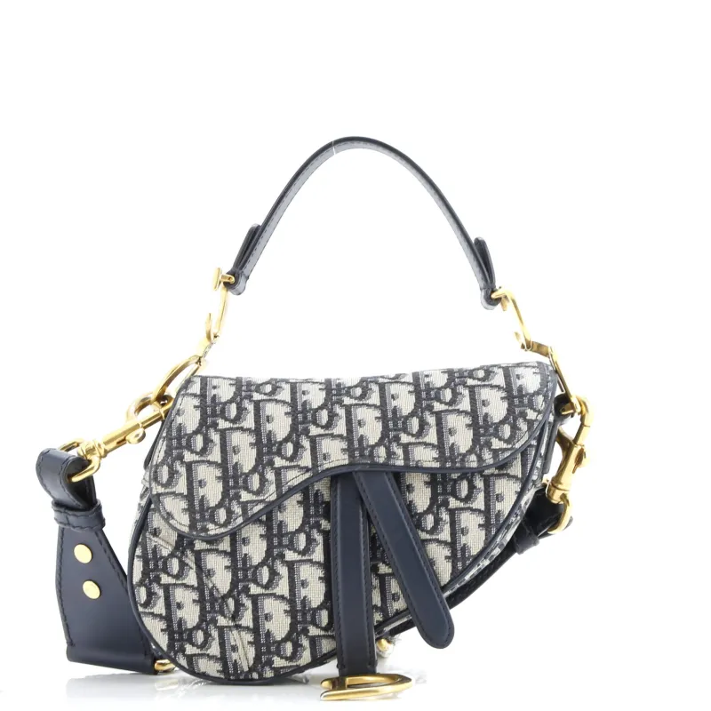 Pre-Loved Christian Dior Saddle Handbag with Strap Oblique Canvas Mini sold by Zulily