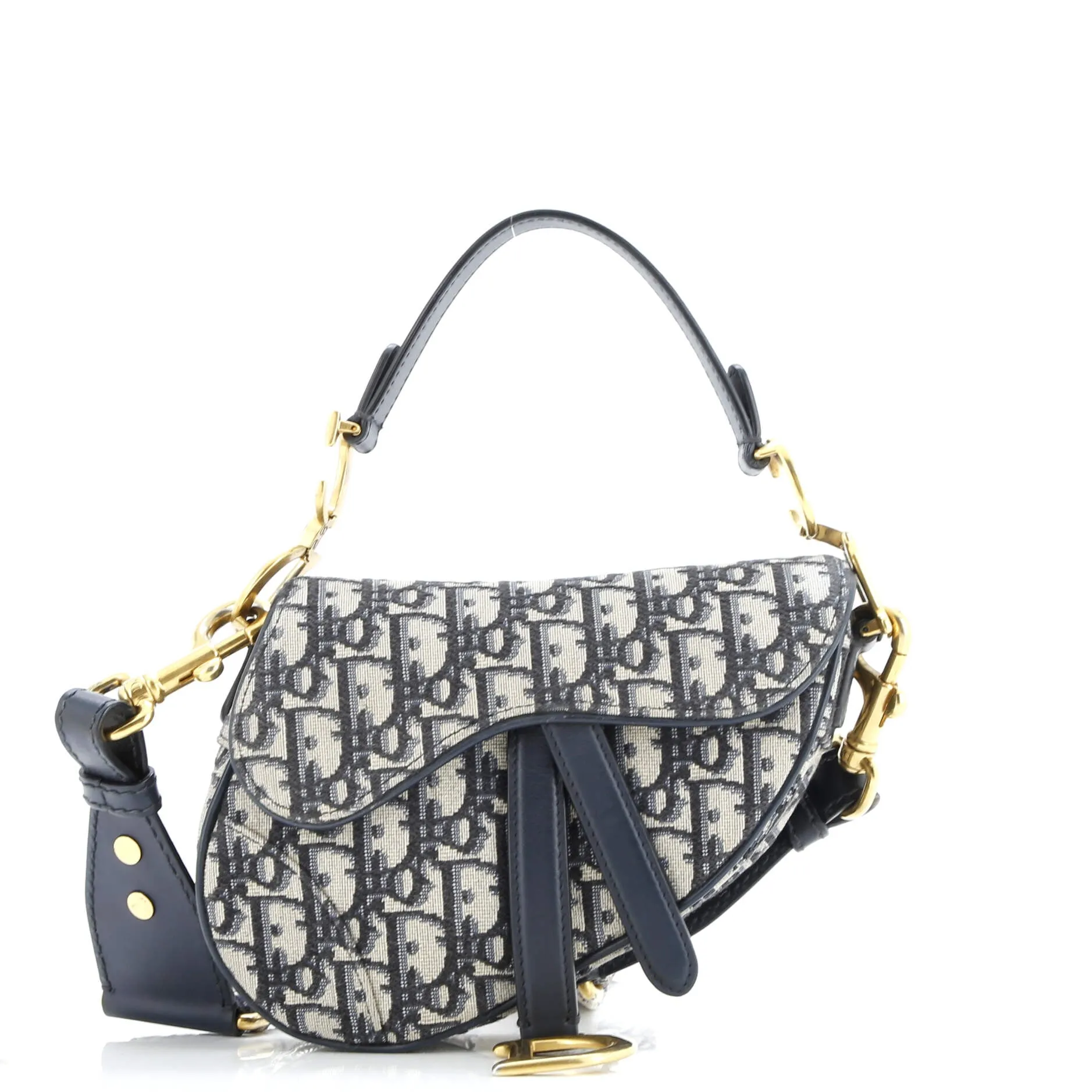 Pre-Loved Christian Dior Saddle Handbag with Strap Oblique Canvas Mini sold by Zulily