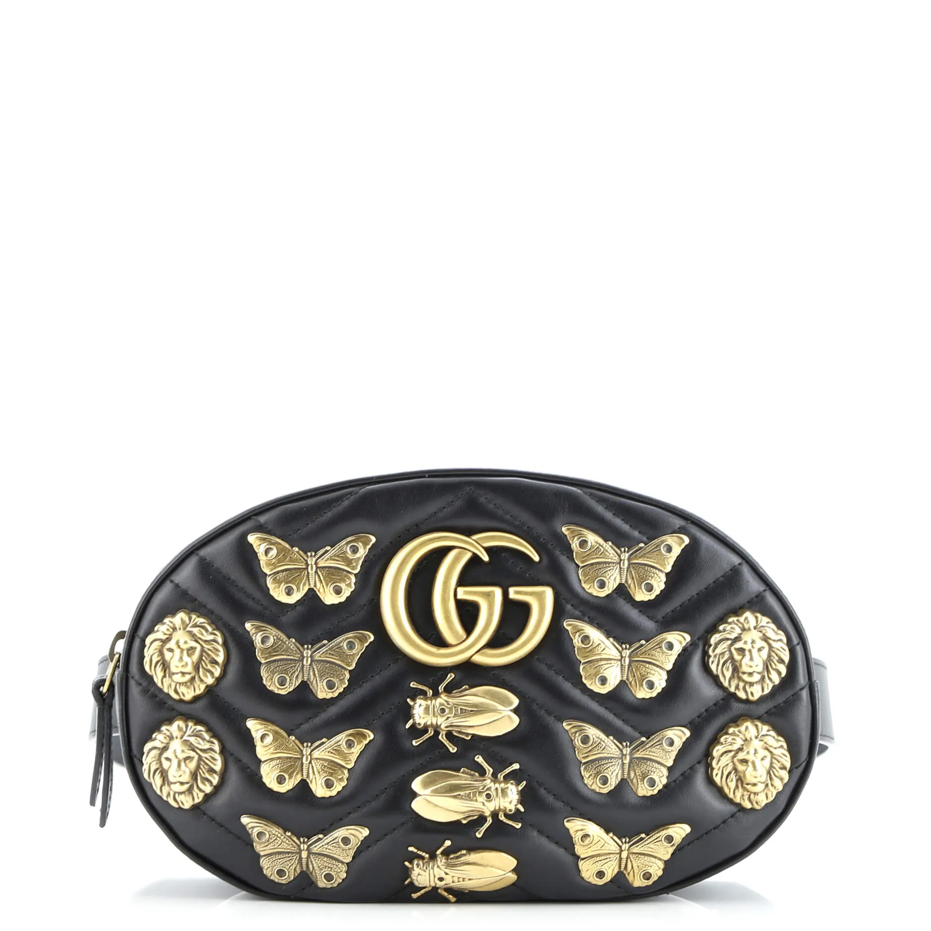 Pre-Loved Gucci GG Marmont Belt Bag Embellished Matelasse Leather sold by Zulily