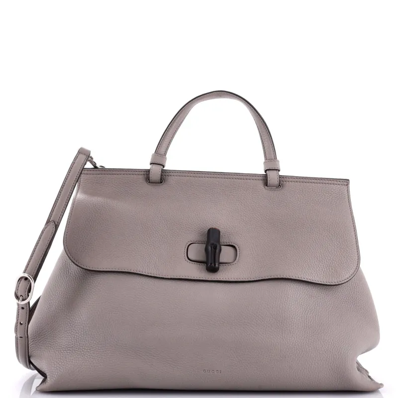 Pre-Loved Gucci Bamboo Daily Top Handle Bag Leather Large sold by Zulily