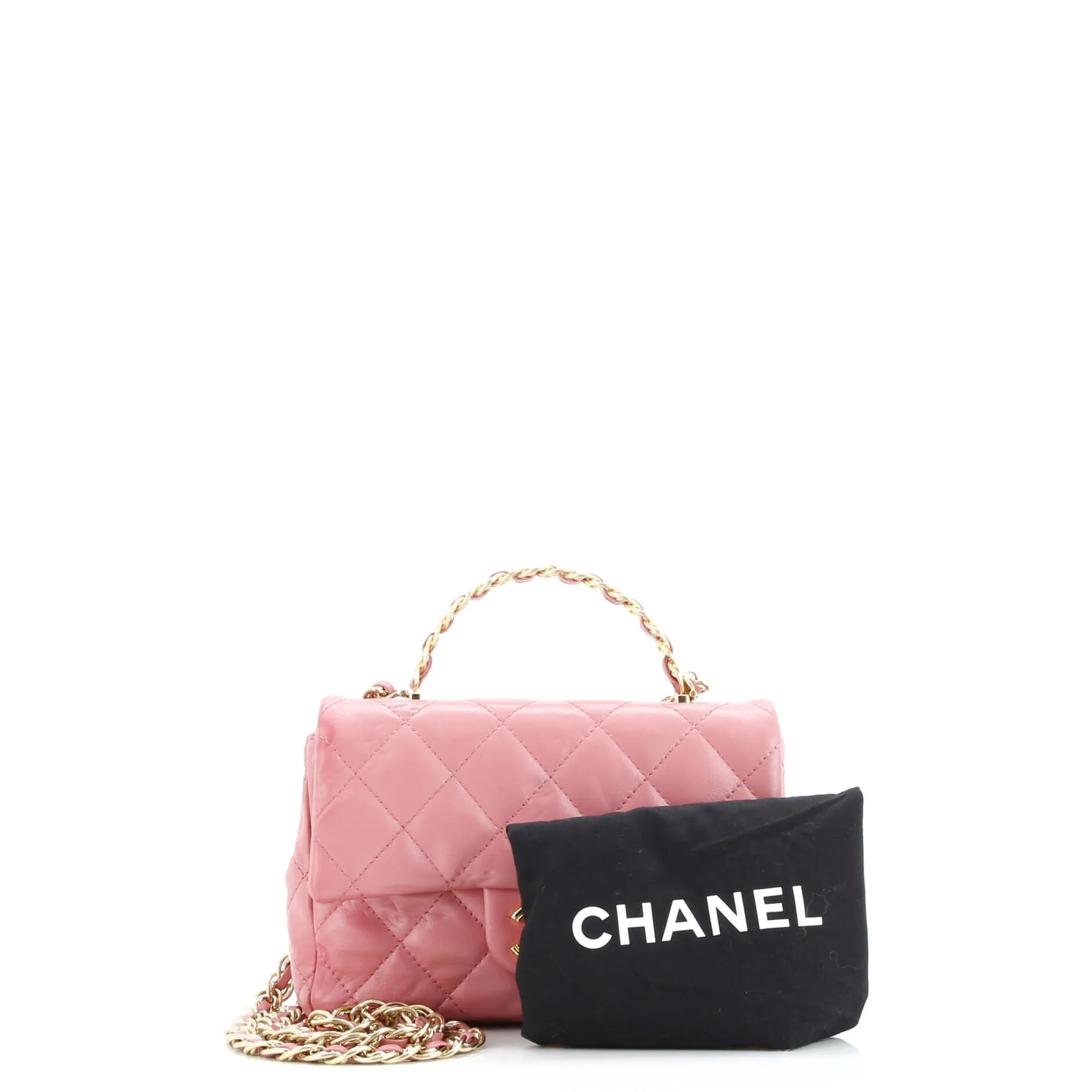 Pre-Loved Chanel Golden Links Top Handle Flap Bag Quilted Shiny Lambskin Small sold by Zulily product image thumbnail 2