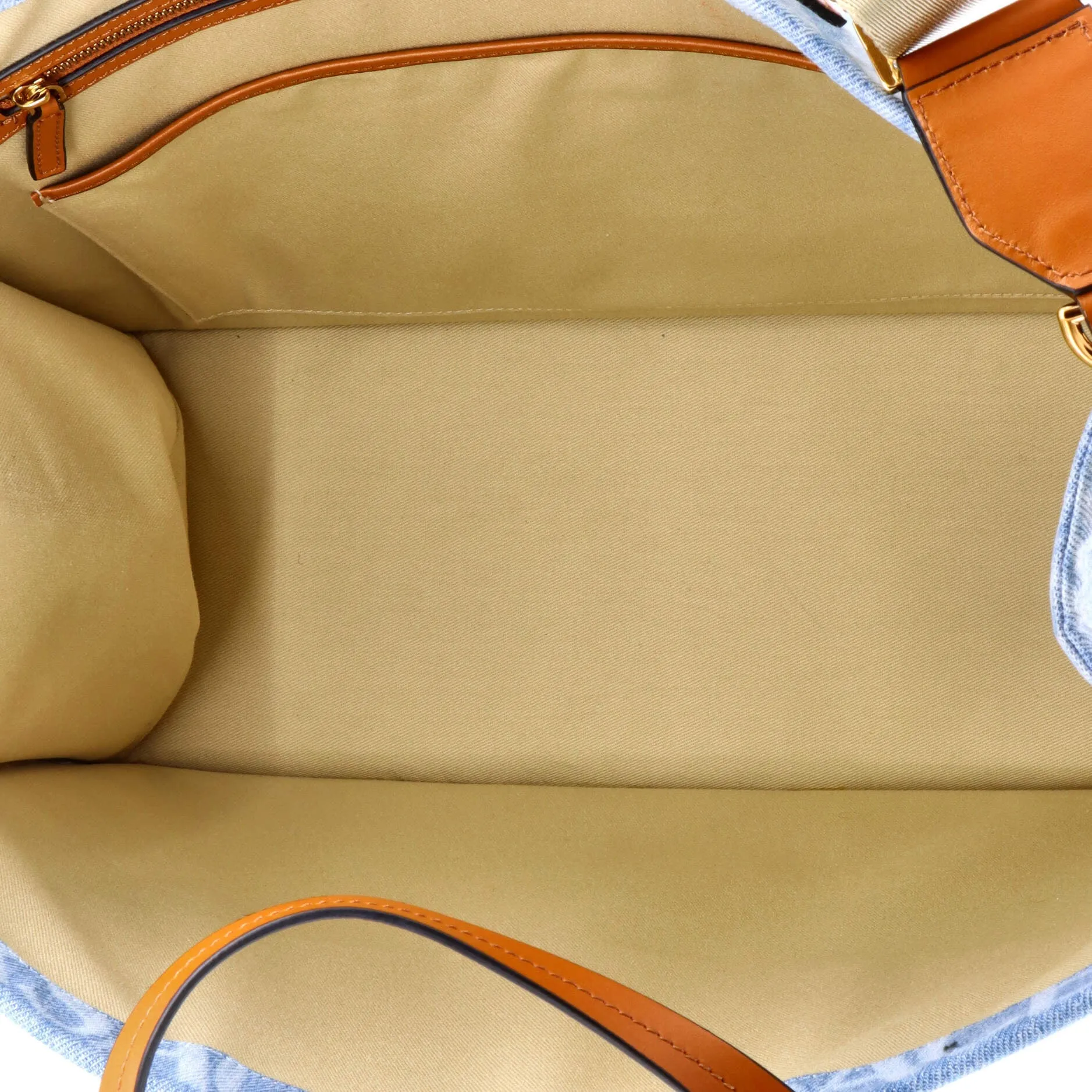 Pre-Loved Versace Allover Logo Convertible Tote Printed Denim with Leather Large sold by Zulily product image thumbnail 5