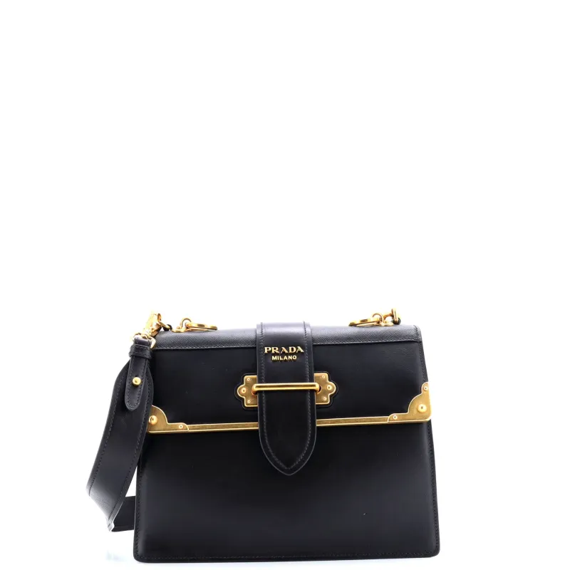 Pre-Loved Prada Cahier Crossbody Bag Leather and Saffiano Leather Large sold by Zulily