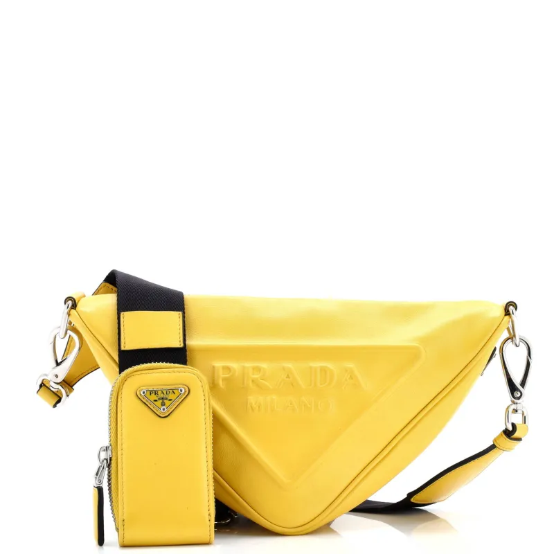 Pre-Loved Prada Triangle Logo Zip Crossbody Bag Leather Small sold by Zulily