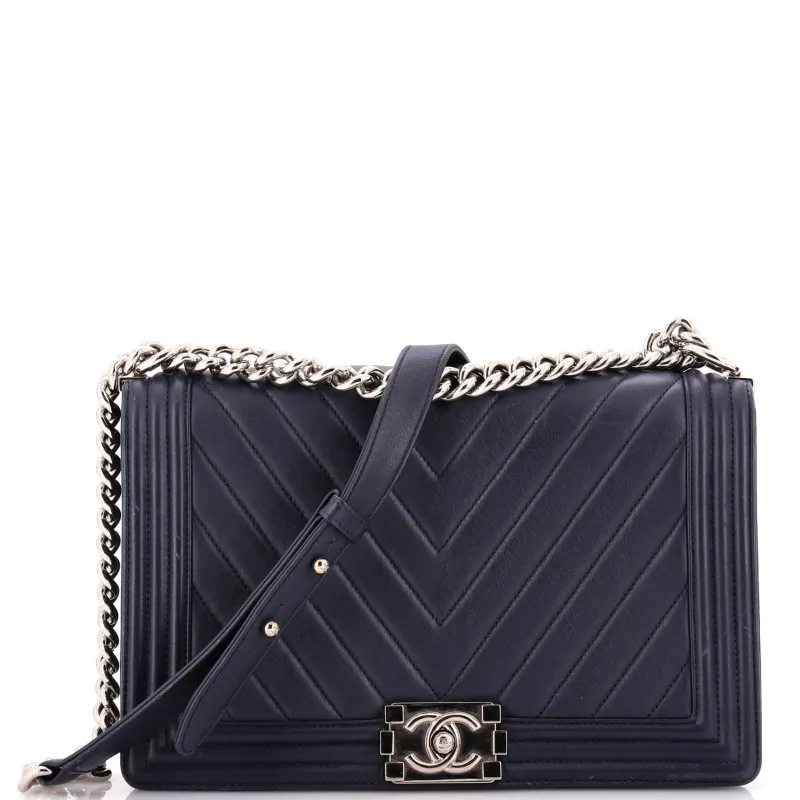 Pre-Loved Chanel Boy Flap Bag Chevron Lambskin New Medium sold by Zulily