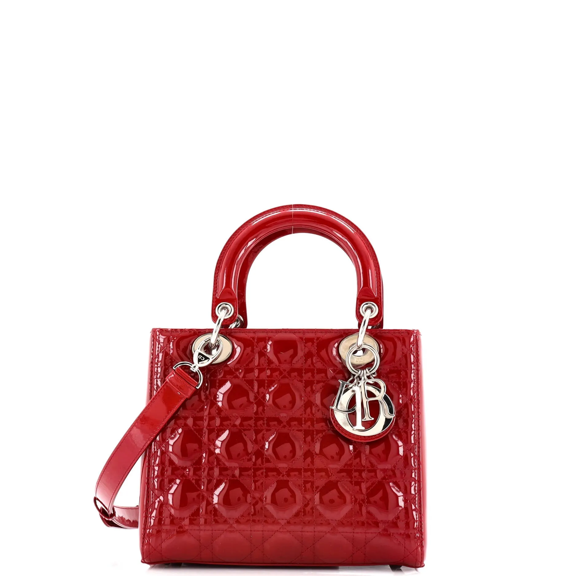 Pre-Loved Christian Dior Lady Dior Bag Cannage Quilt Patent Medium sold by Zulily