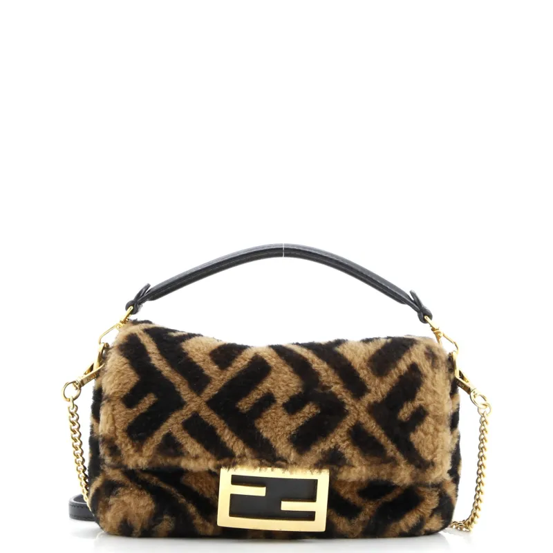Pre-Loved Fendi Baguette NM Bag Zucca Shearling Mini sold by Zulily