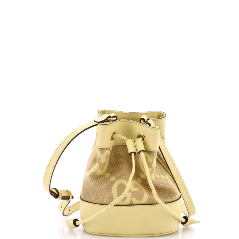 Pre-Loved Gucci Ophidia Bucket Bag Jumbo GG Canvas with Leather Mini sold by Zulily