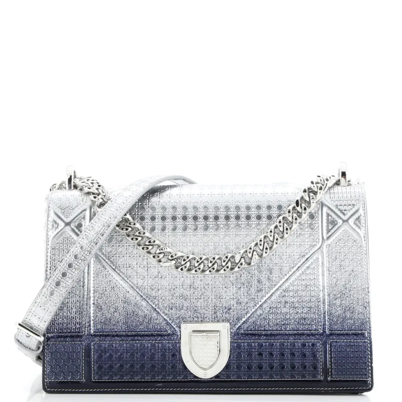 Pre-Loved Christian Dior Diorama Flap Bag Cannage Embossed Calfskin Medium sold by Zulily