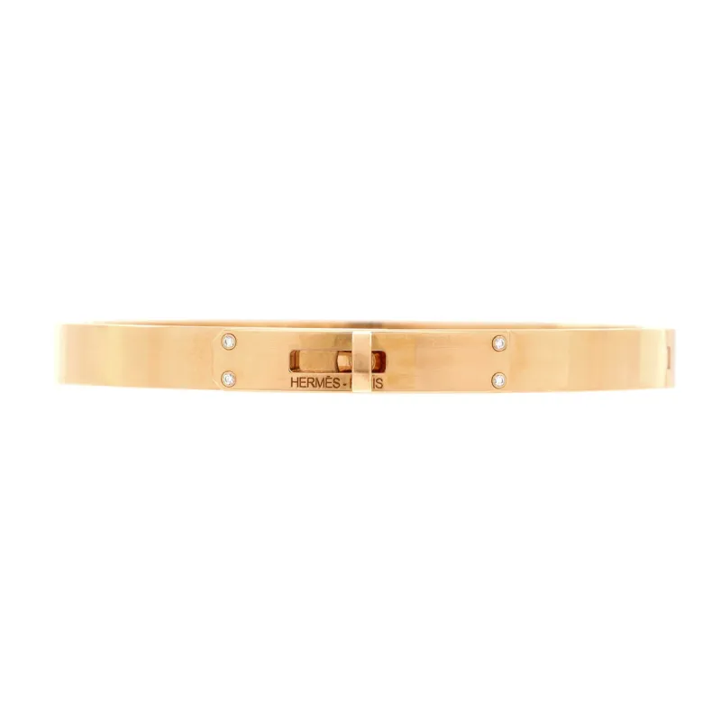 Pre-Loved Hermes Kelly Bracelet 18K Rose Gold with 4 Diamonds Small sold by Zulily