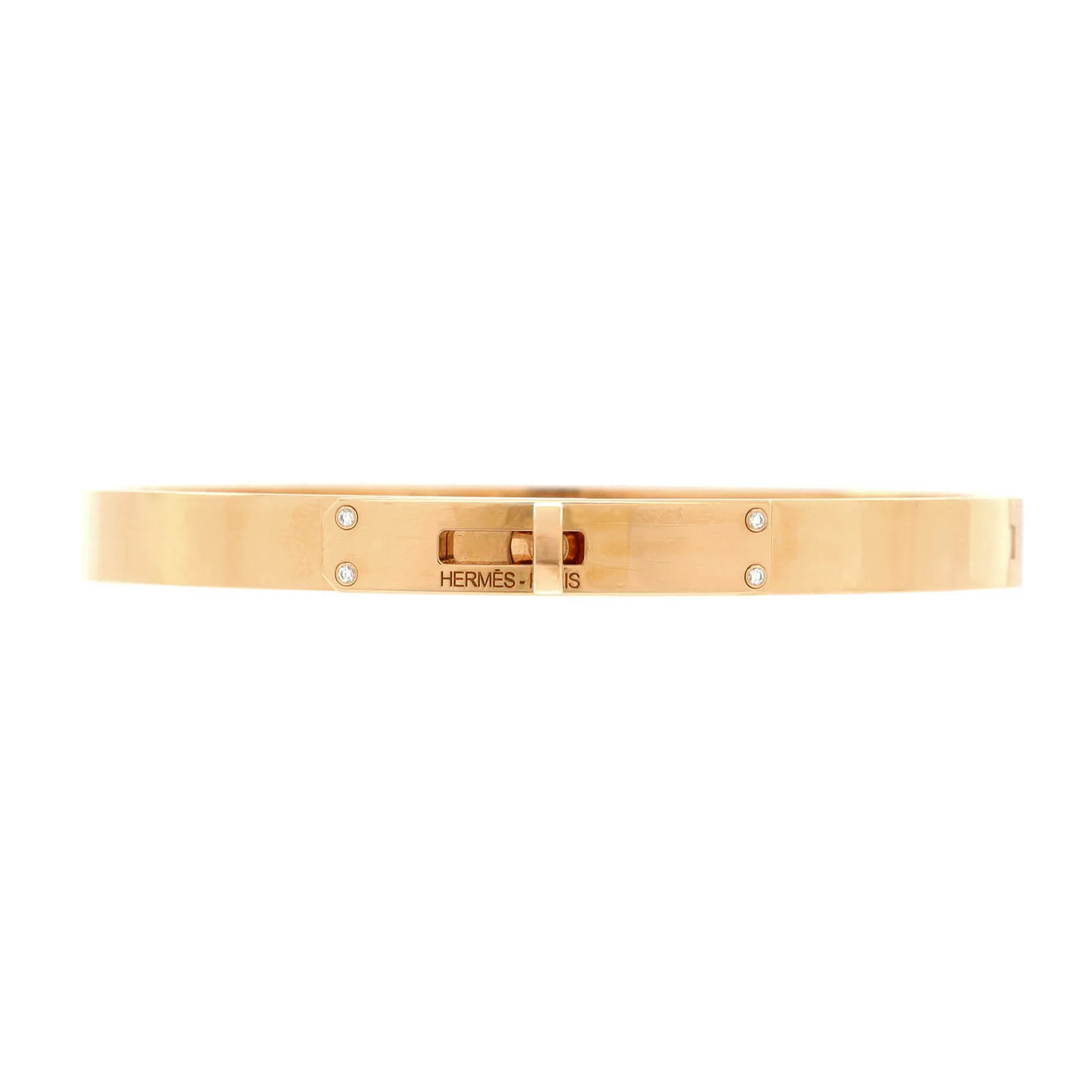 Pre-Loved Hermes Kelly Bracelet 18K Rose Gold with 4 Diamonds Small sold by Zulily