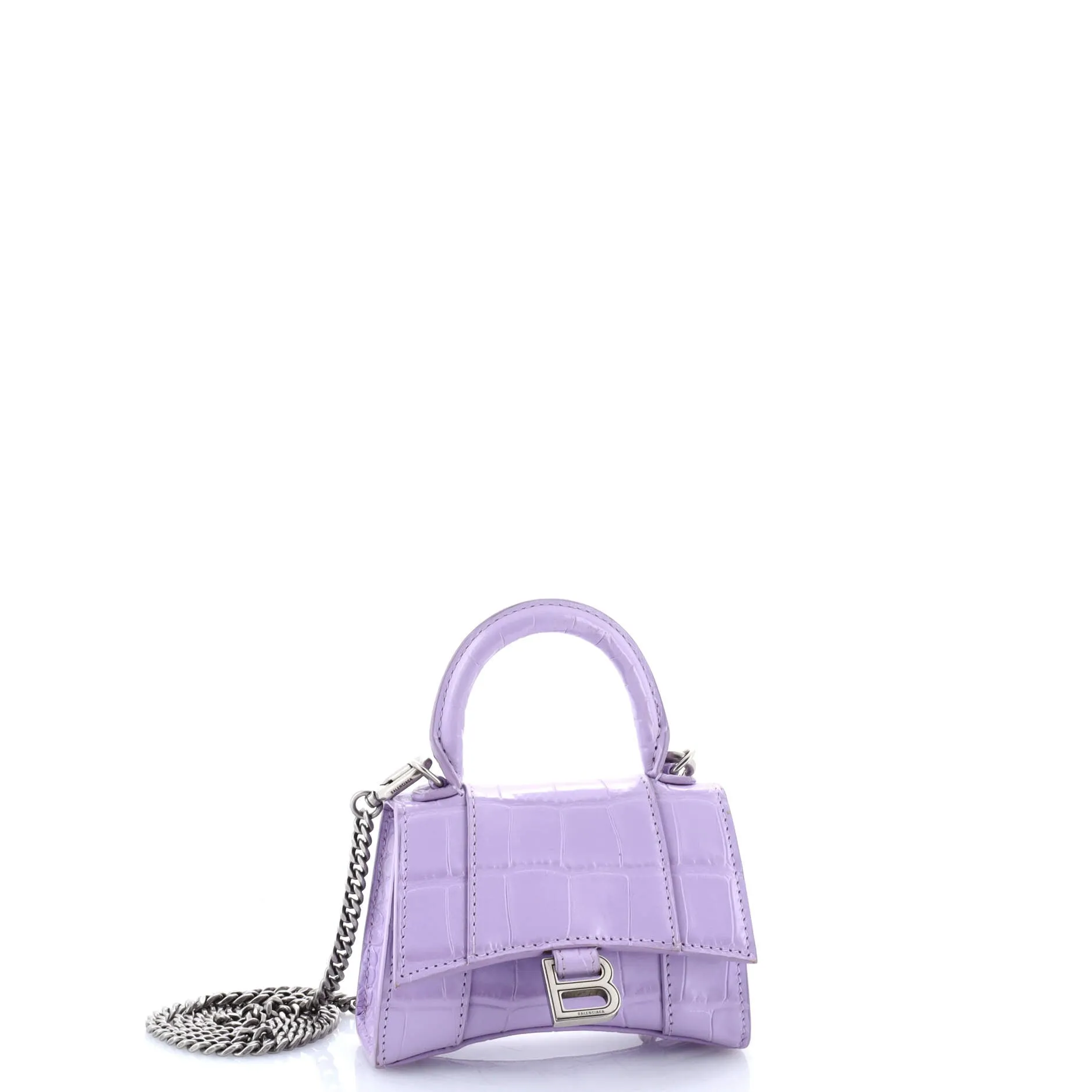 Pre-Loved Balenciaga Hourglass Chain Top Handle Bag Crocodile Embossed Leather Mini sold by Zulily product image thumbnail 2