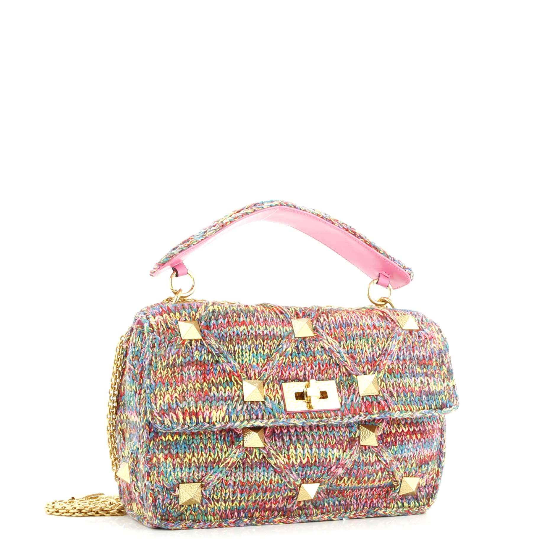 Pre-Loved Valentino Roman Stud Flap Bag Quilted Knit Large sold by Zulily product image thumbnail 2