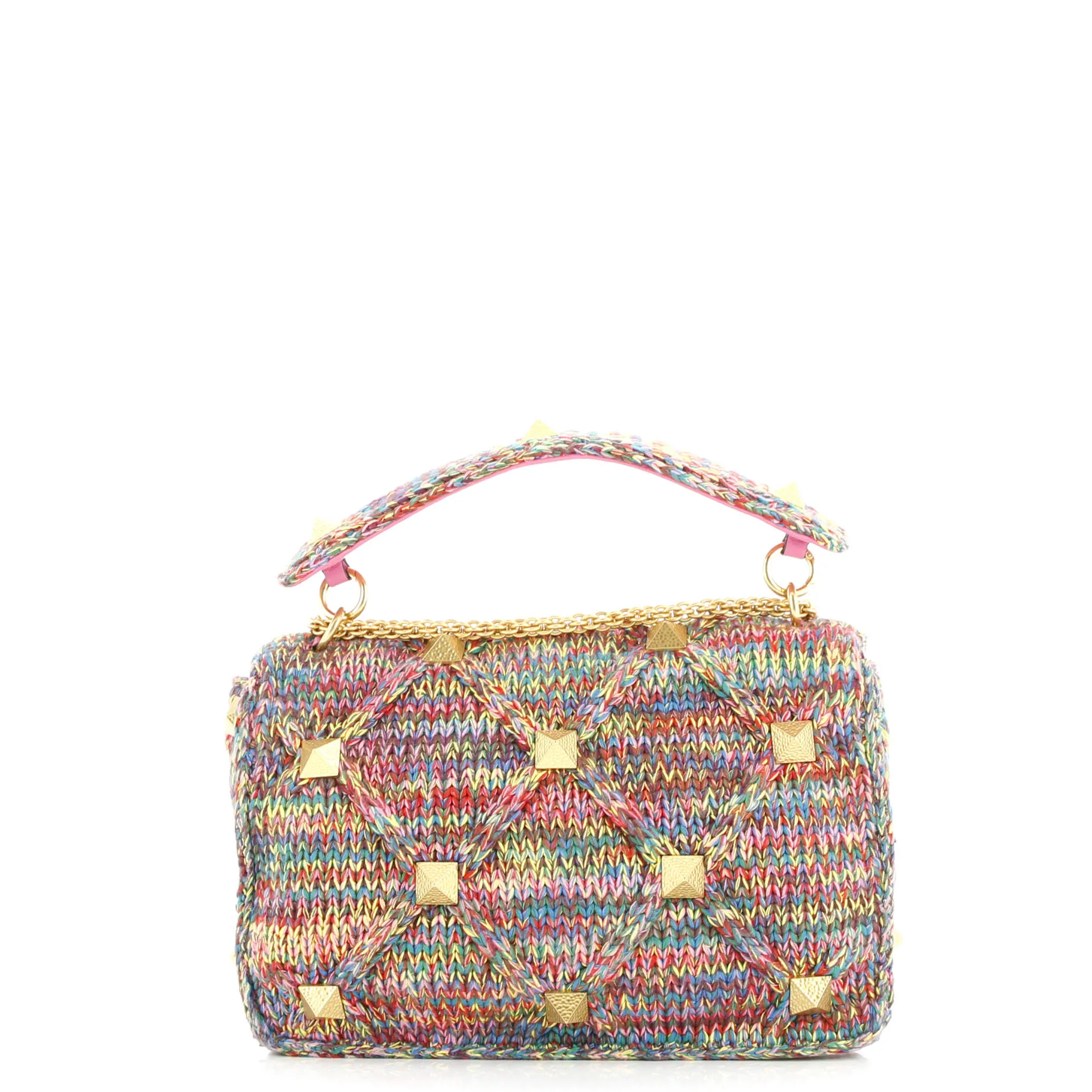 Pre-Loved Valentino Roman Stud Flap Bag Quilted Knit Large sold by Zulily product image thumbnail 3