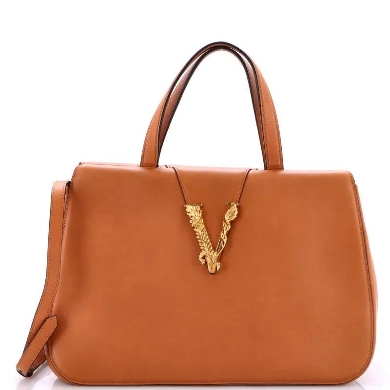 Pre-Loved Versace Virtus Tote Leather sold by Zulily