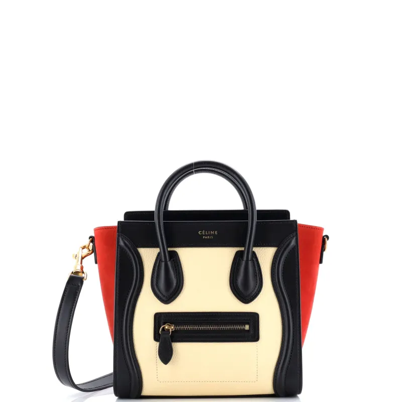 Pre-Loved Celine Tricolor Luggage Bag Leather Nano sold by Zulily