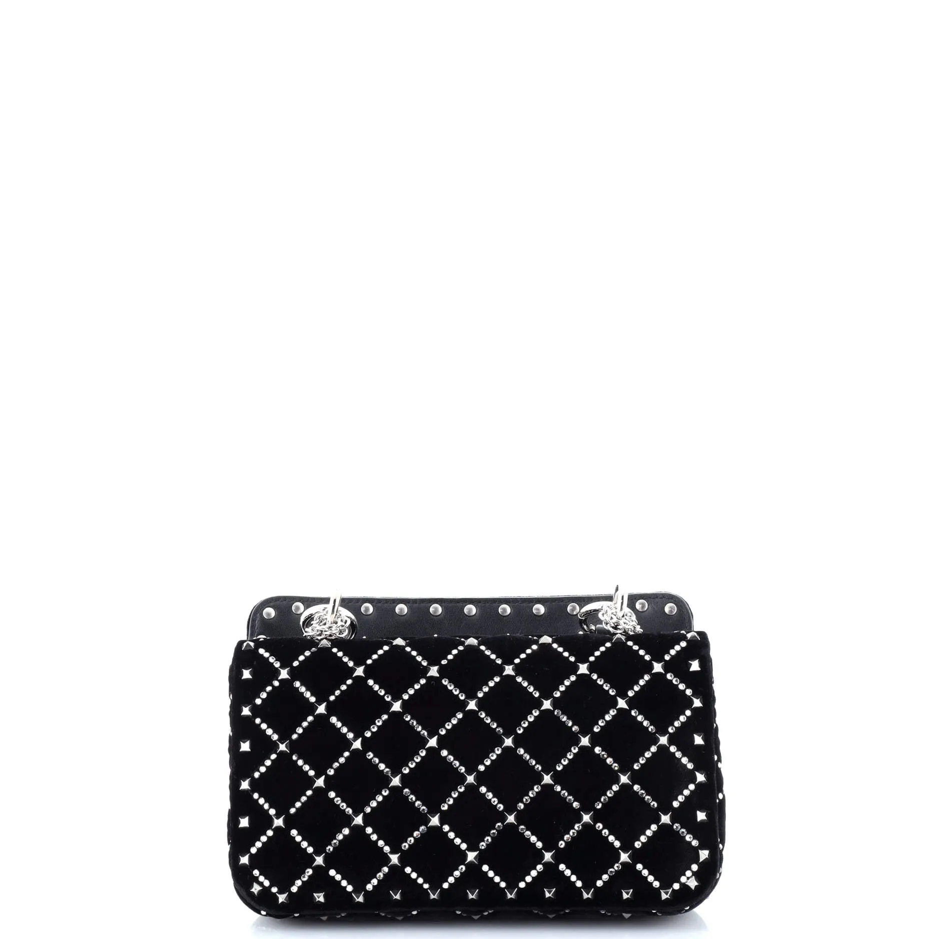Pre-Loved Valentino Rockstud Spike Flap Bag Crystal Embellished Quilted Velvet Small sold by Zulily product image thumbnail 3