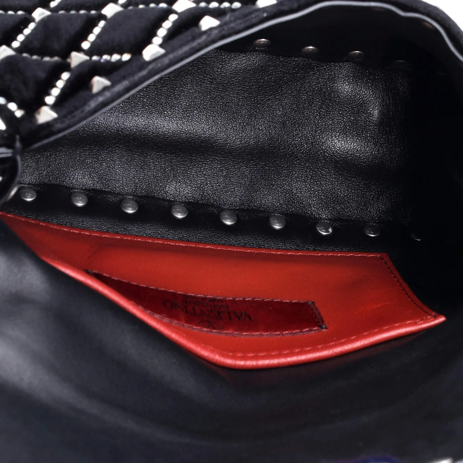 Pre-Loved Valentino Rockstud Spike Flap Bag Crystal Embellished Quilted Velvet Small sold by Zulily product image thumbnail 5