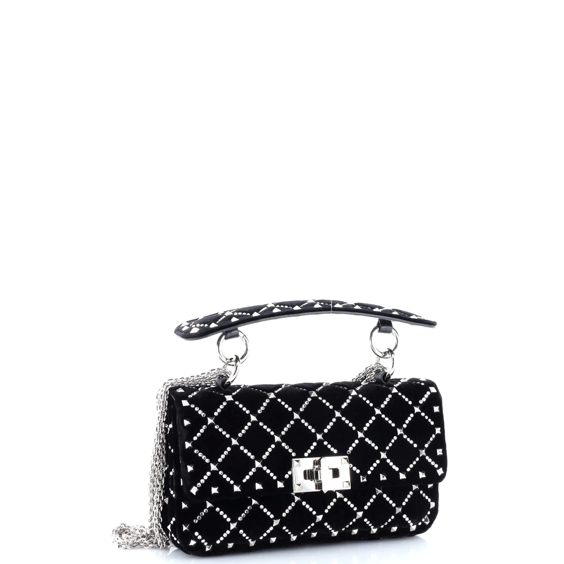 Pre-Loved Valentino Rockstud Spike Flap Bag Crystal Embellished Quilted Velvet Small sold by Zulily product image thumbnail 2