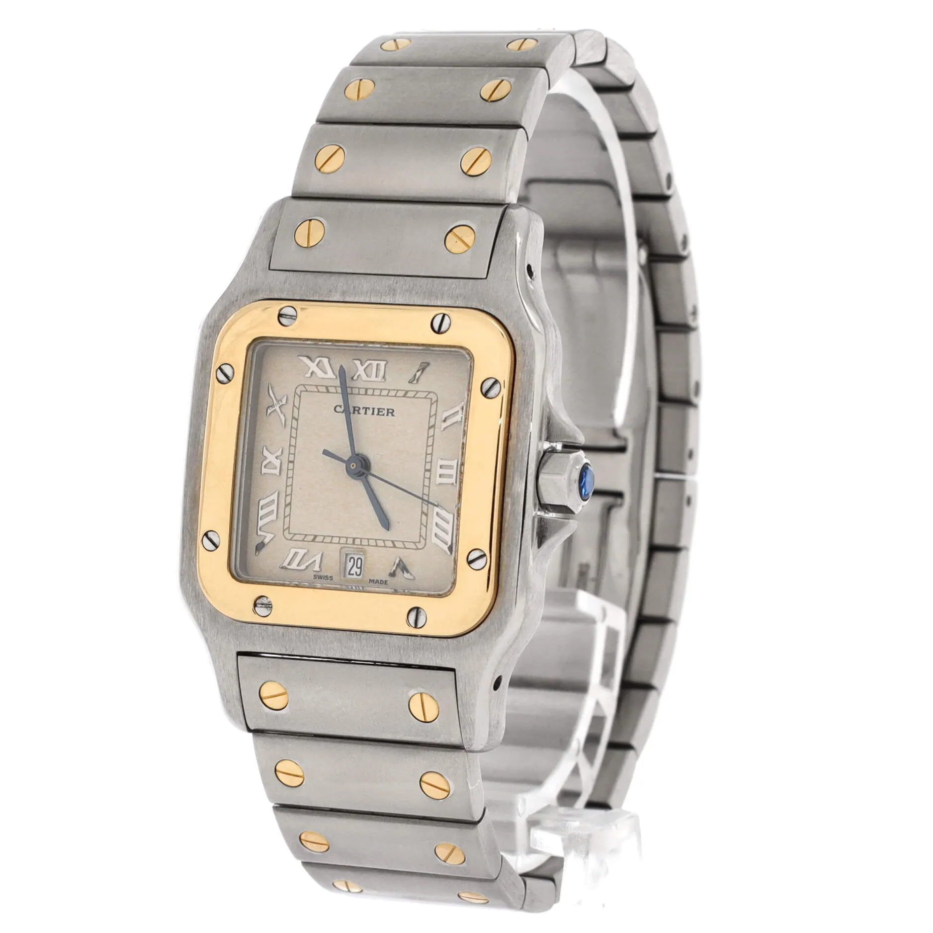 Pre-Loved Cartier Santos de Cartier Galbee Quartz Watch Stainless Steel and Yellow Gold 24 sold by Zulily product image thumbnail 3