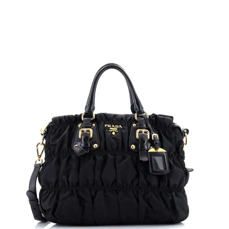 Pre-Loved Prada Gaufre Convertible Tote Leather and Tessuto Large sold by Zulily